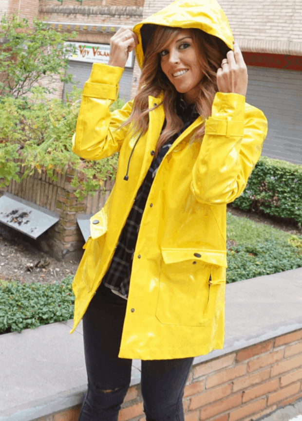 Womens Rain Mac Waterproof Vinyl Patent Raincoat Jacket Size 8 10 12 14 16