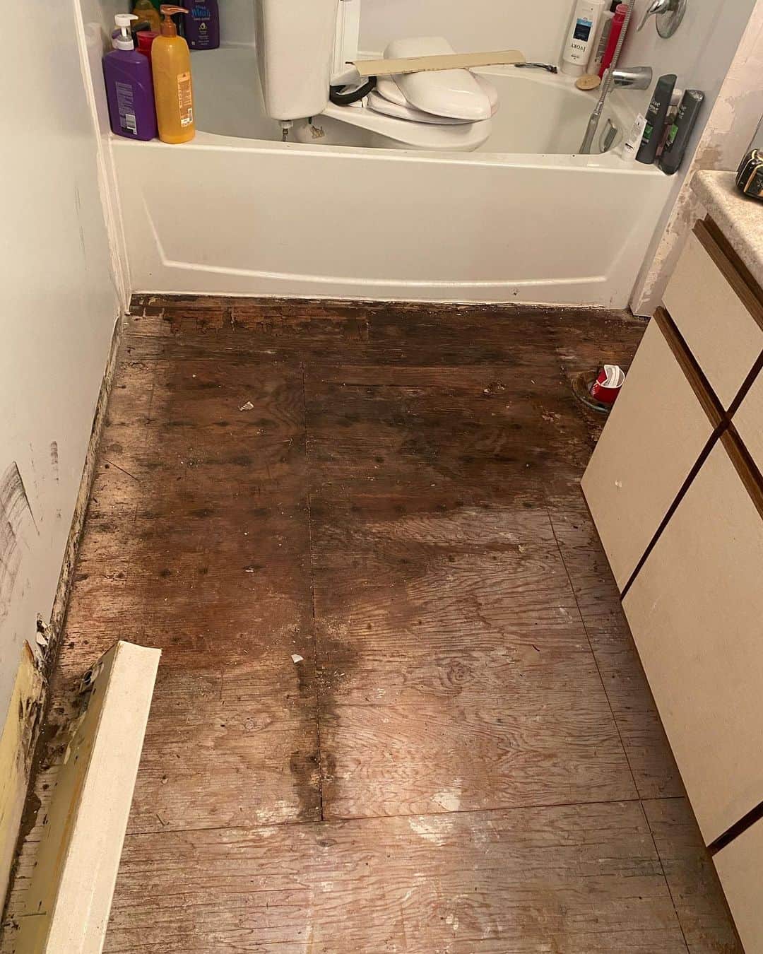 Allow to dry, and set new flooring